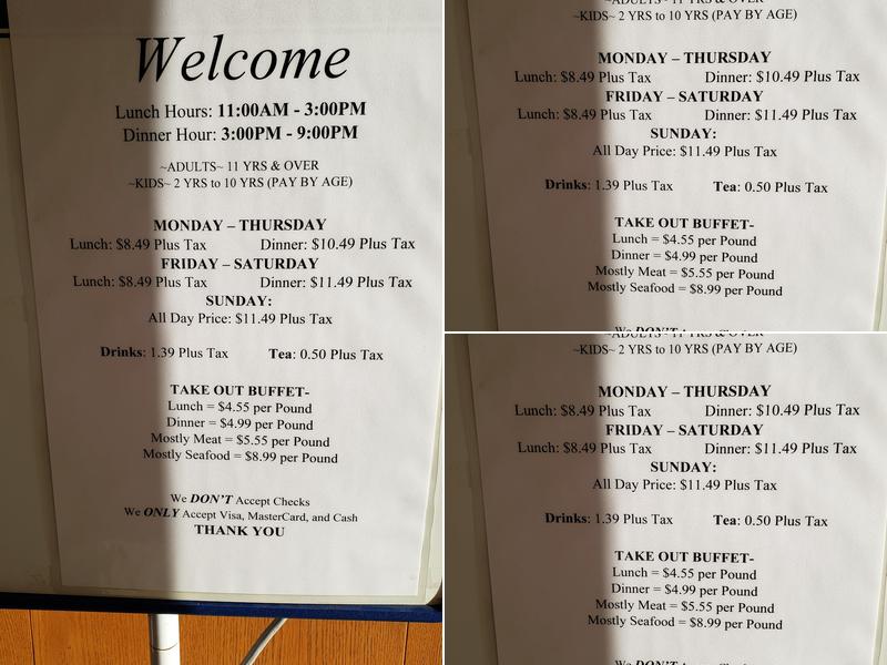 China King Buffet Menu