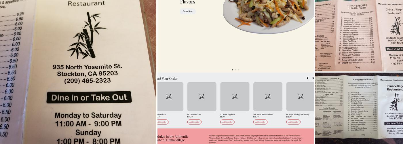 China Village Restaurant Menu