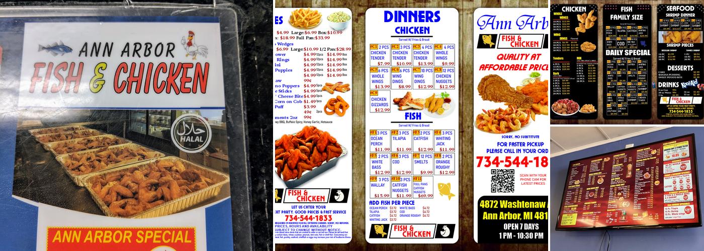 Ann Arbor Fish & Chicken Menu