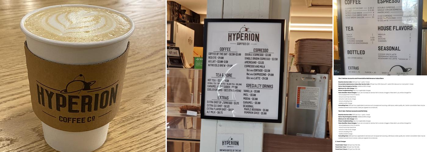 Hyperion Coffee Co Menu