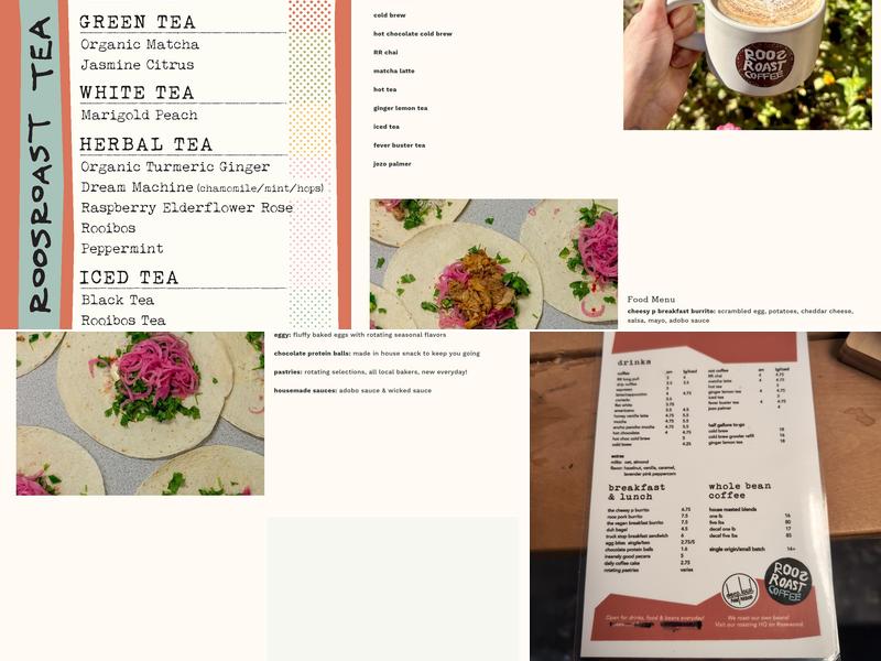 RoosRoast Coffee Menu