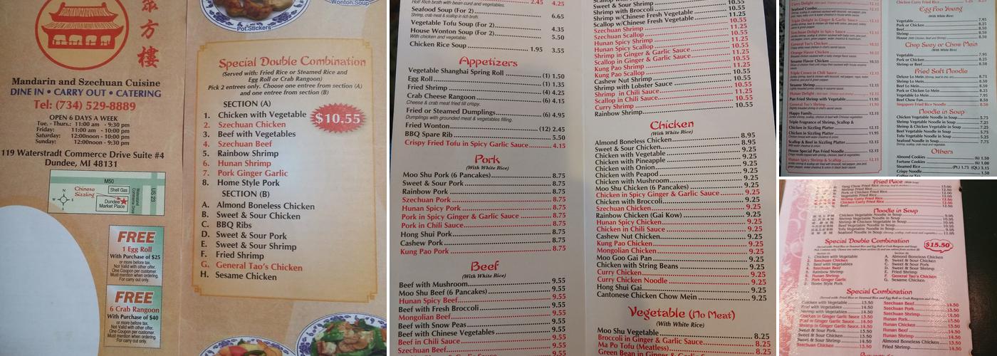 Chinese Sizzling Restaurant Menu