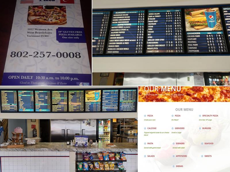 West Brattleboro Pizza Menu