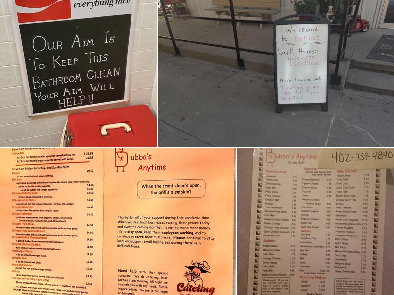 Bubba’s Anytime Menu