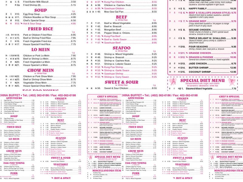 China Buffet Menu