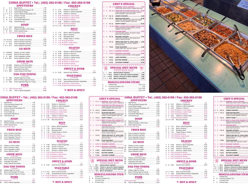 China Buffet Menu