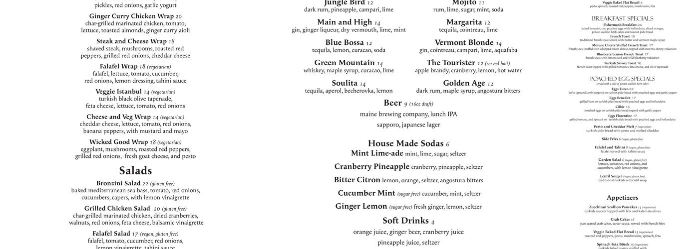 Tulip Bar and Restaurant Menu