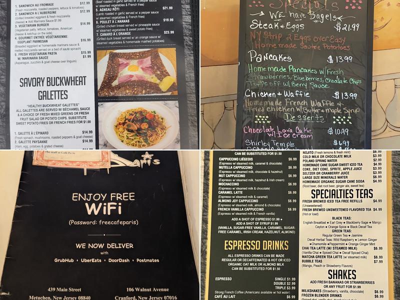 Cafe Paris Menu