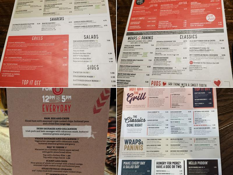 O'Neill'S Oxford Menu