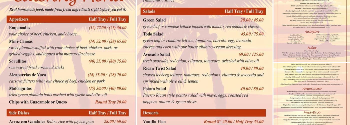 Latin & American Café Menu
