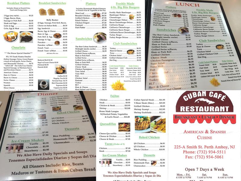 Cuban Cafe Menu