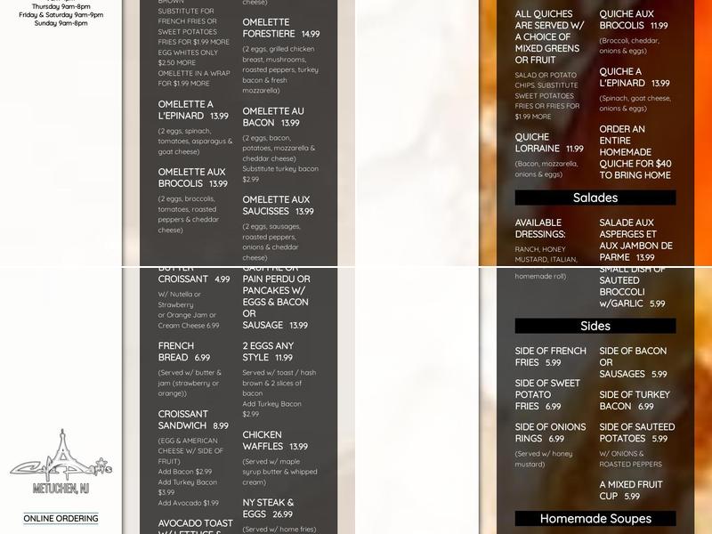 Café Paris Menu