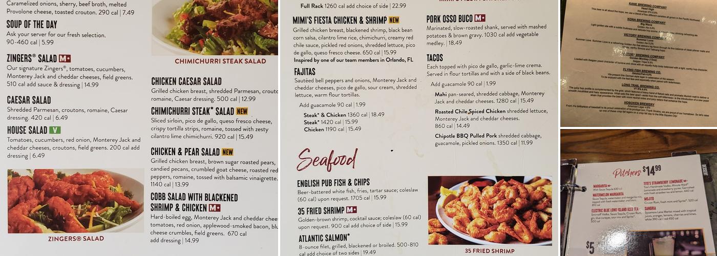 Miller's Ale House Menu