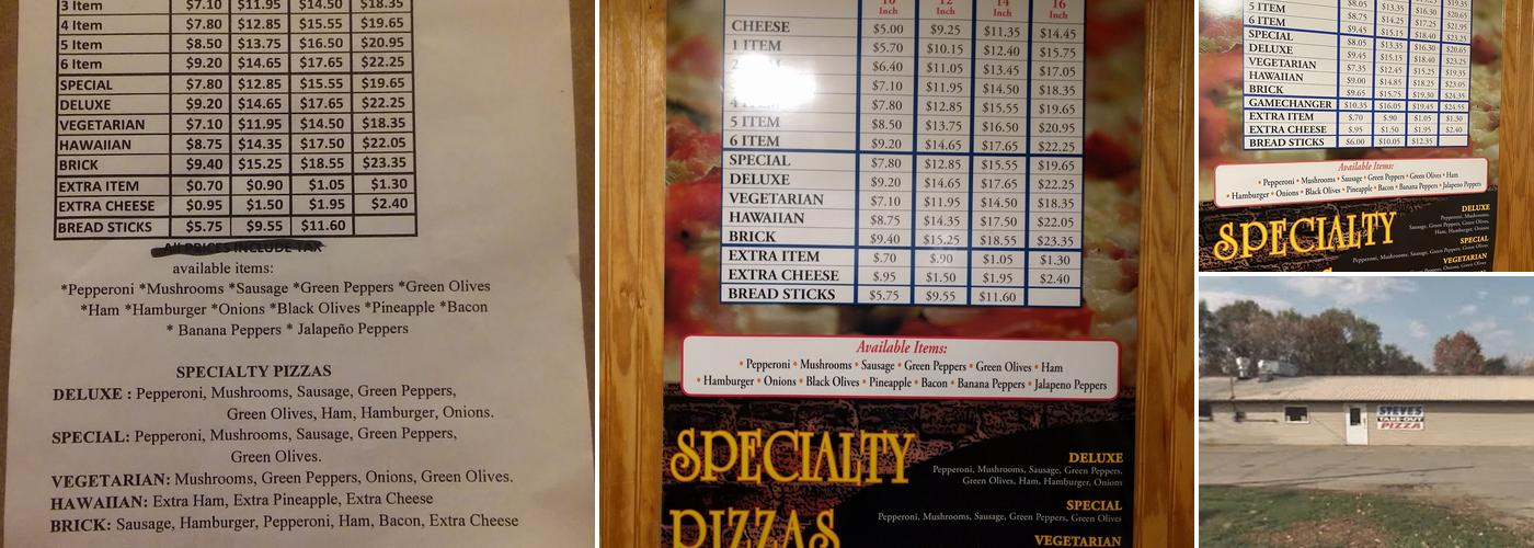 Steve's Pizza Menu