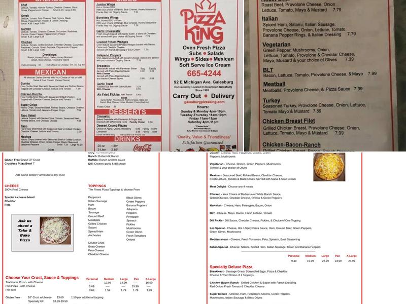 Pizza King- Galesburg Menu