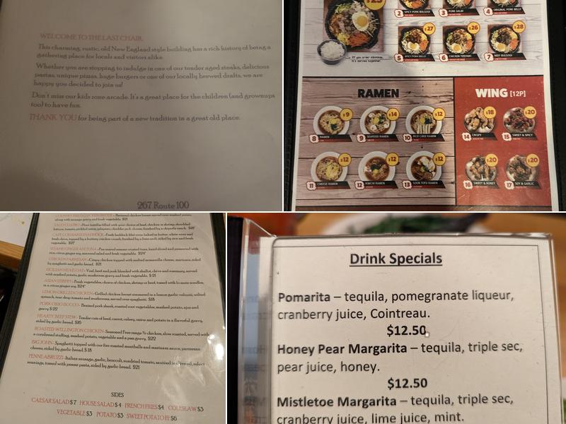 The Last Chair Bar & Grill Menu