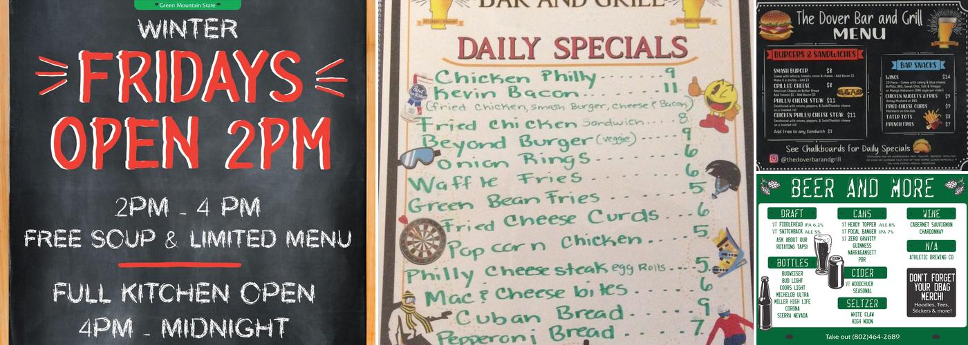 Dover Bar & Grill Menu