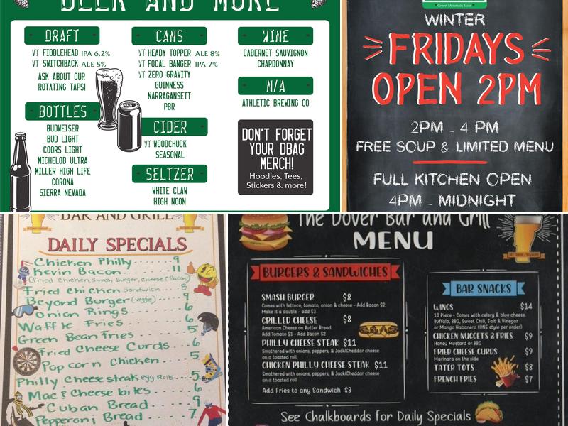 Dover Bar & Grill Menu
