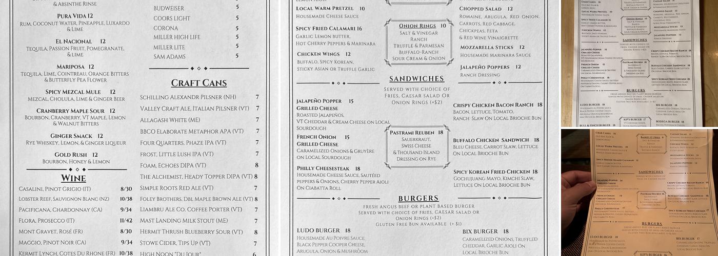 Kipling's Tavern Menu