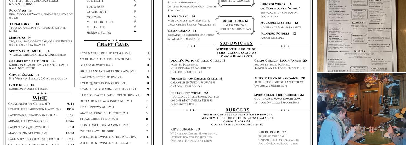 Kipling's Tavern Menu