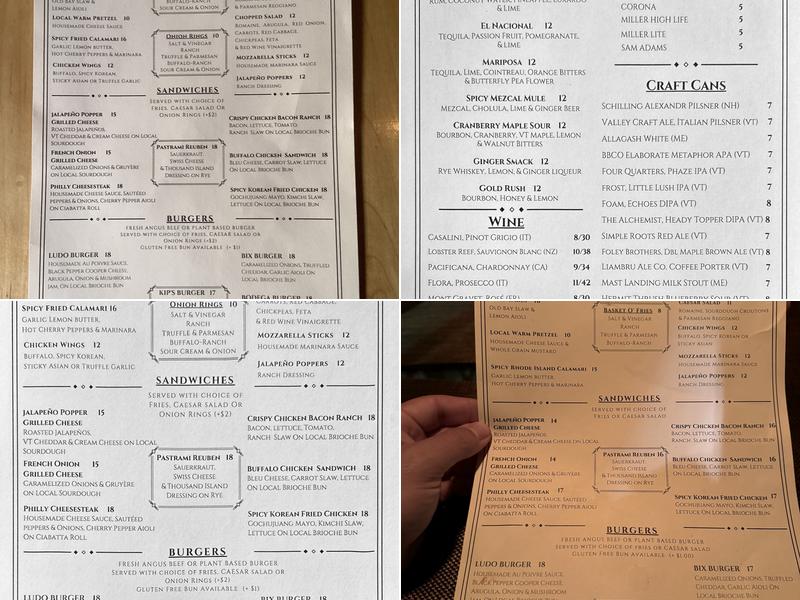 Kipling's Tavern Menu