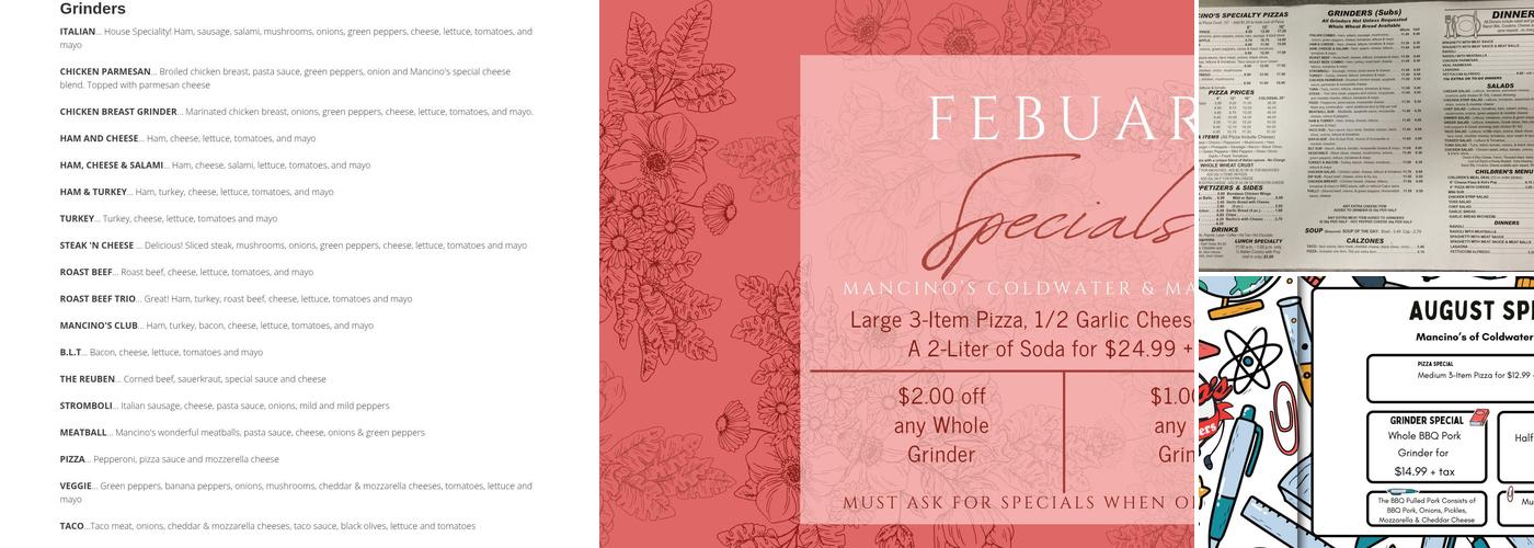 Mancino's Of Marshall Menu