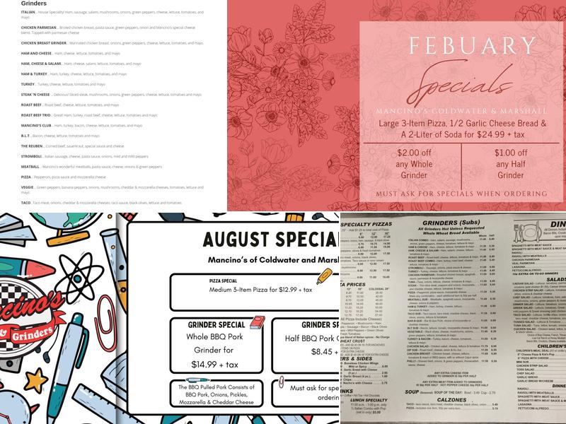 Mancino's Of Marshall Menu