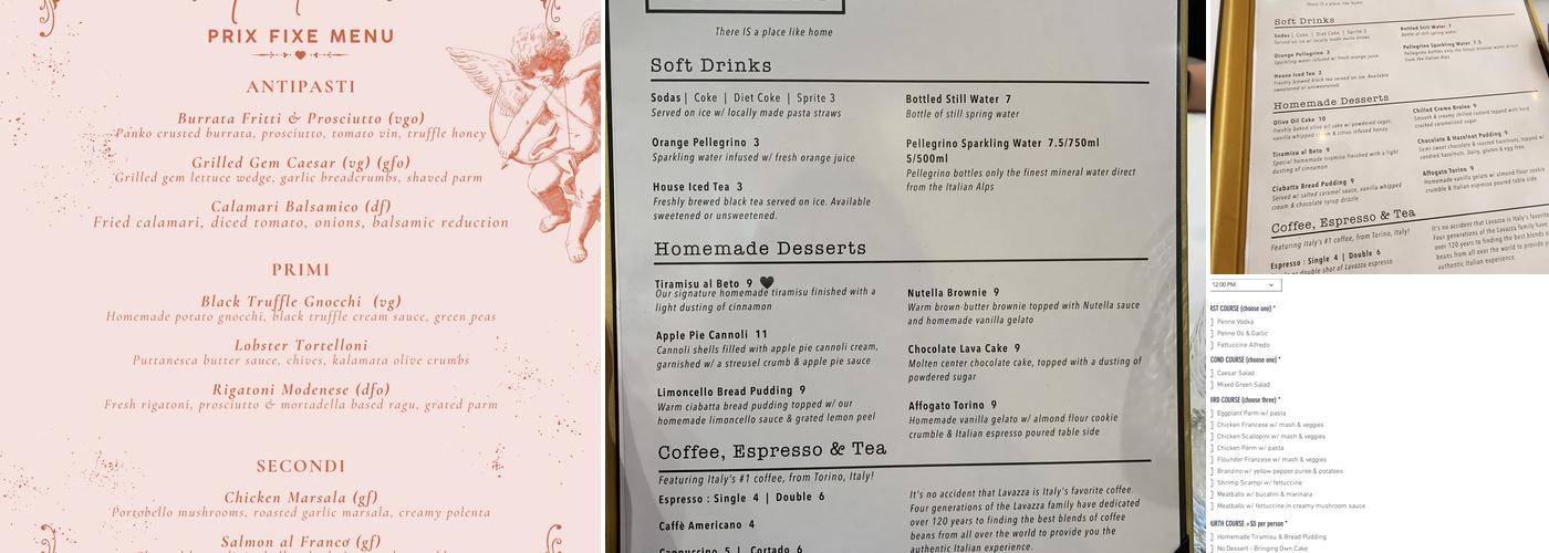 Torino Menu