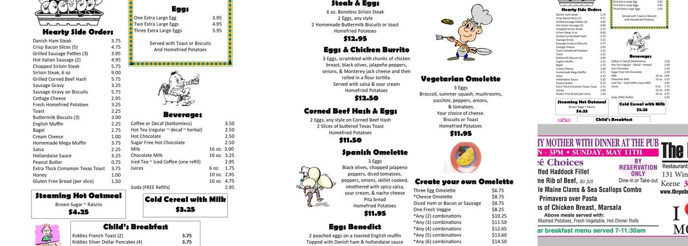 Pub Restaurant & Caterers Menu