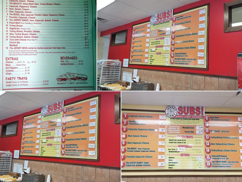 Jersey Giant Submarines Menu