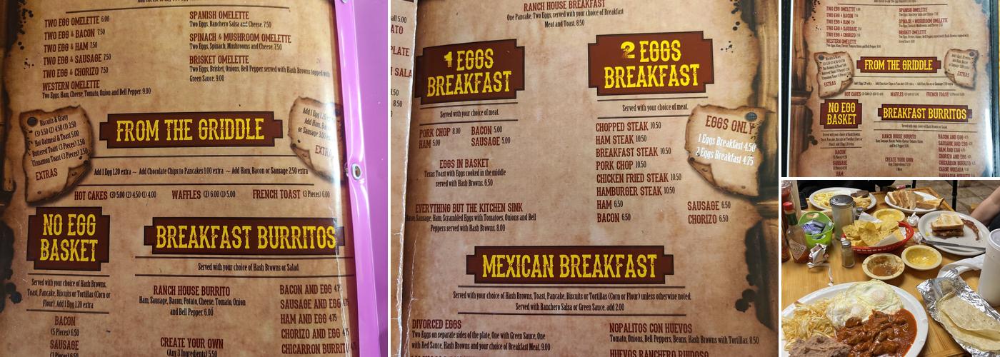 Ranch House Restaurant Menu
