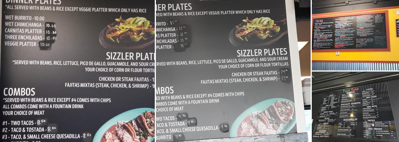 Torti Taco Menu