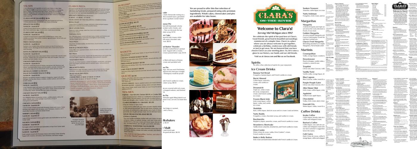 Clara's on the River Menu