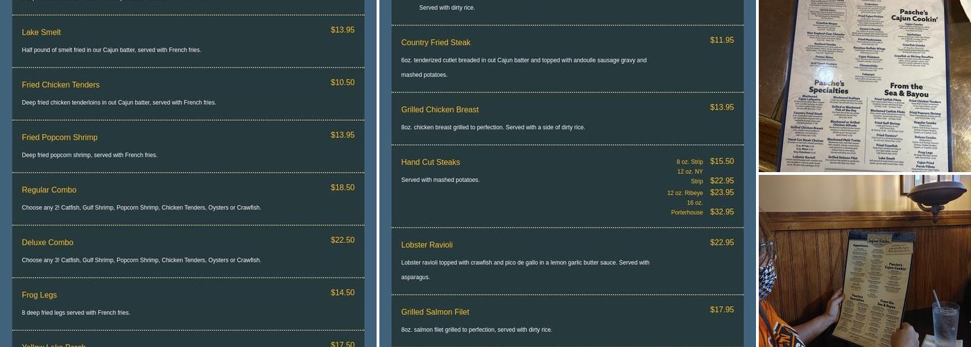 Pasche's Seafood Kitchen Menu