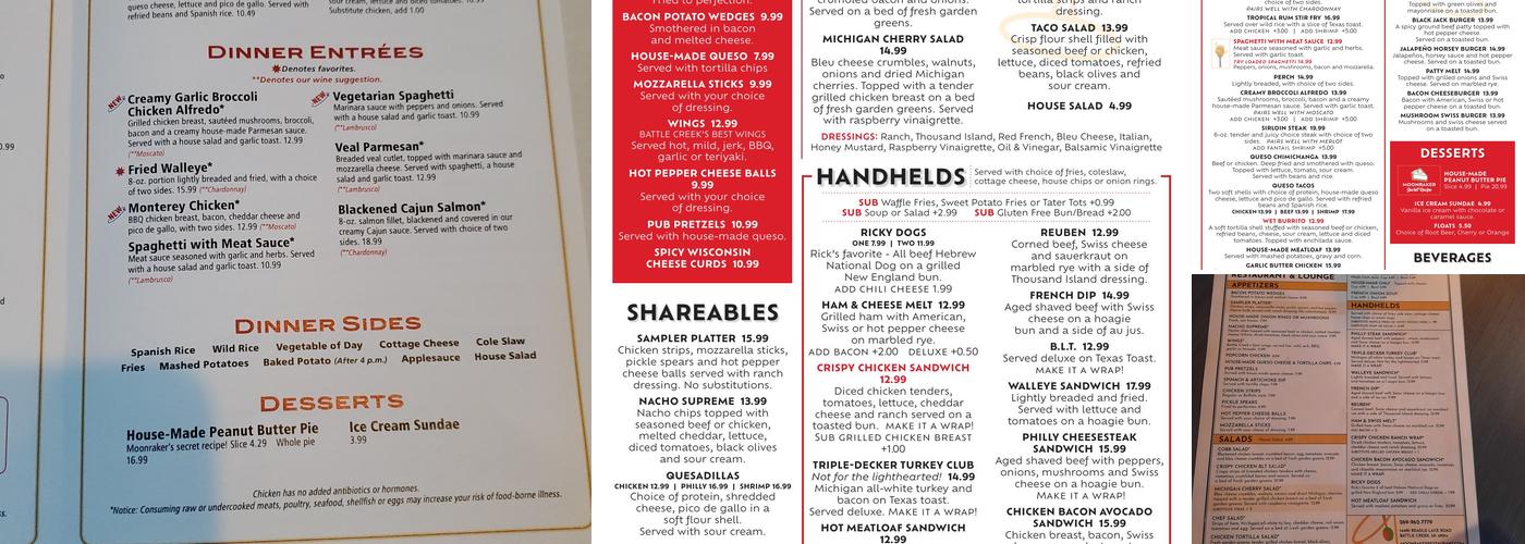 Moonraker Restaurant & Lounge Menu