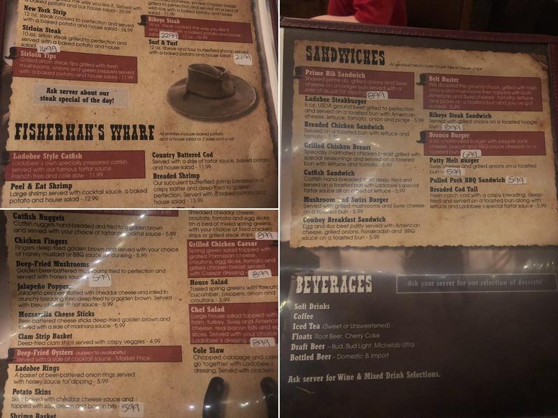 Ladobee's Steak House Menu
