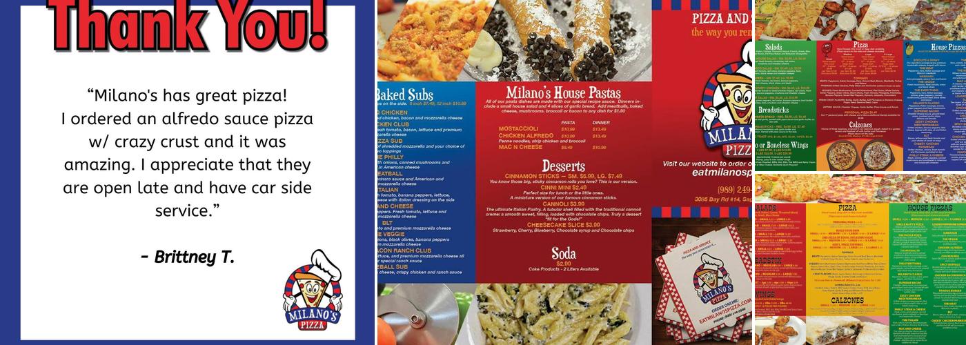 Milano's Pizza Menu