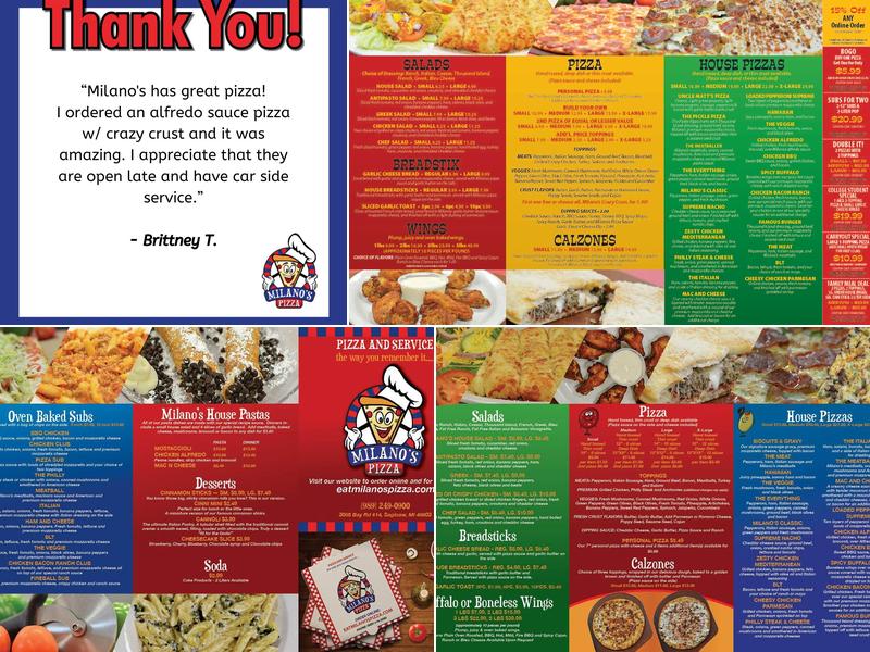 Milano's Pizza Menu