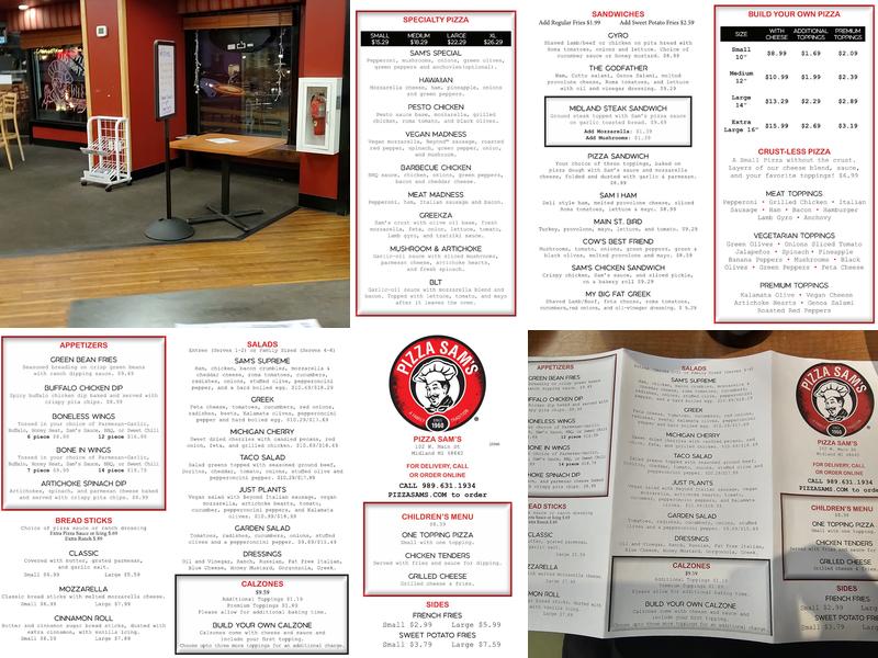 Pizza Sam's Midland Menu