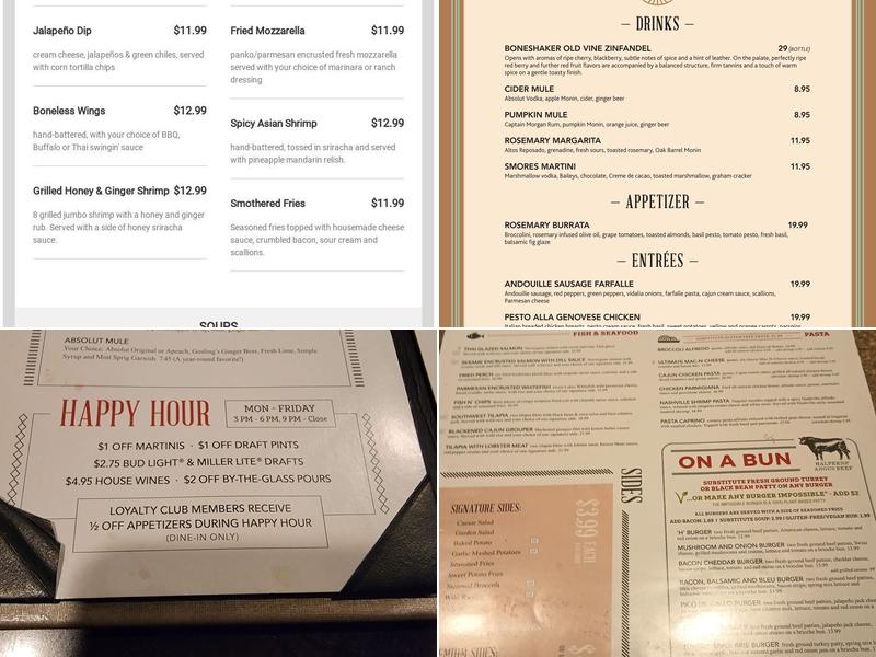 Harvey's Grill & Bar Menu