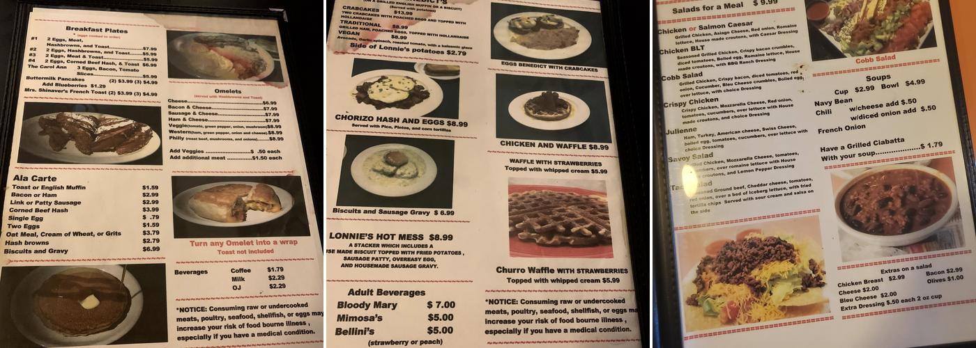 Savoy Bar Menu