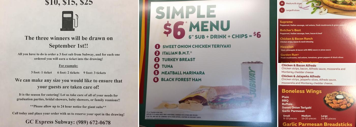 Subway Menu