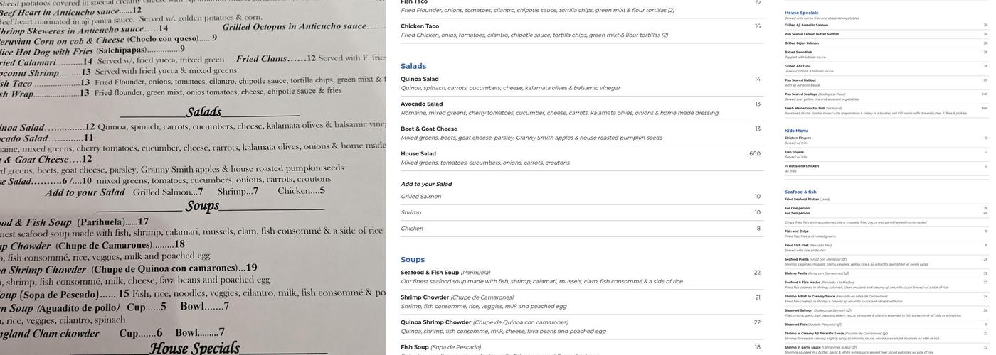 Alpamayo Peruvian Cuisine Menu