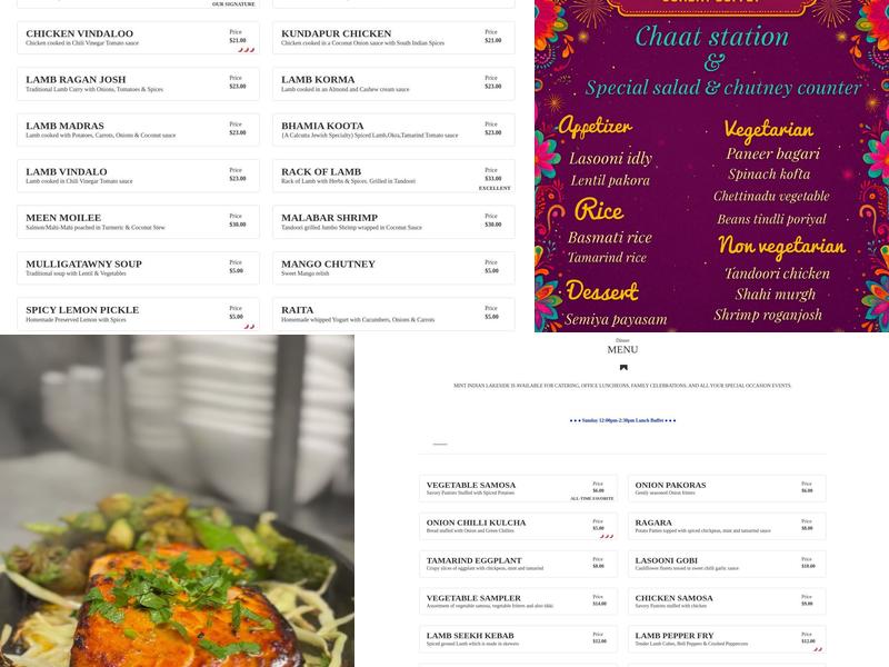 MINT - Lakeside Indian Dining & Bar Menu