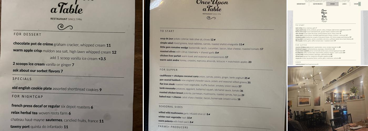 Once Upon a Table Menu