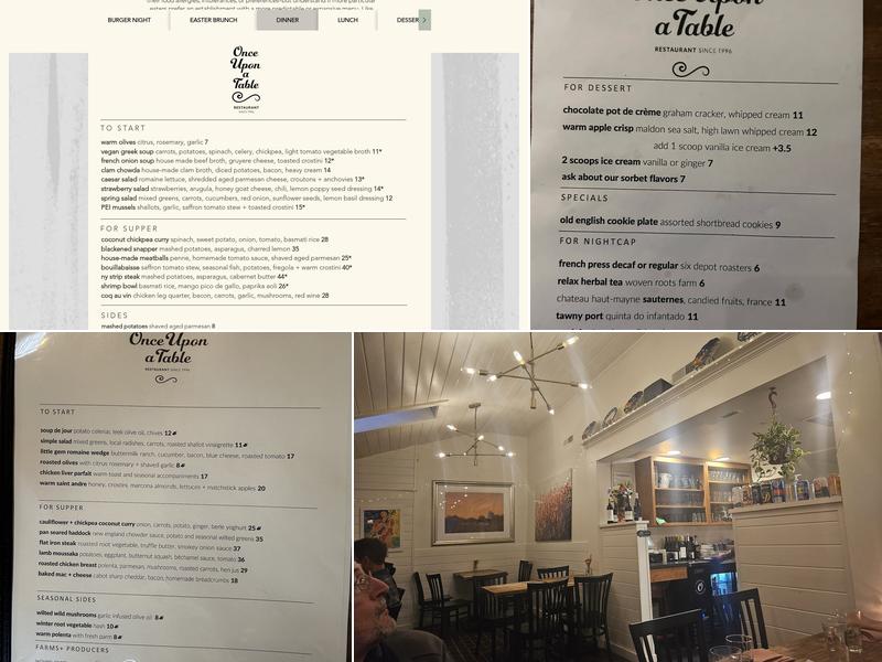 Once Upon a Table Menu