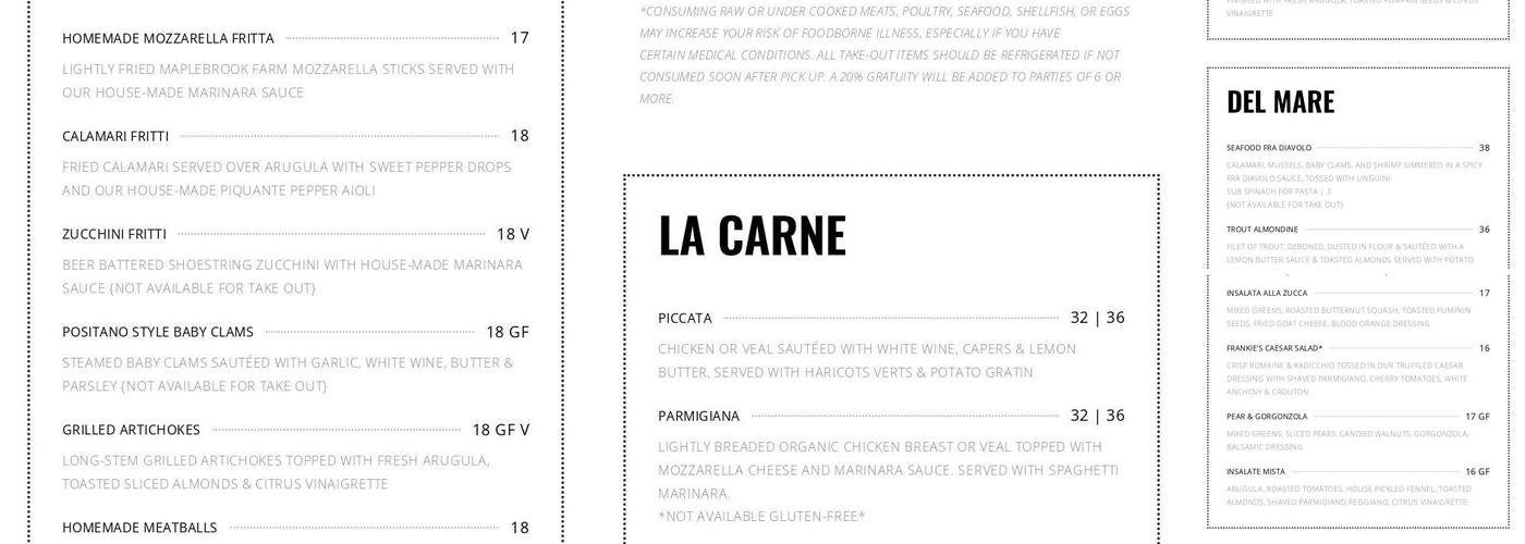 Frankie's Menu