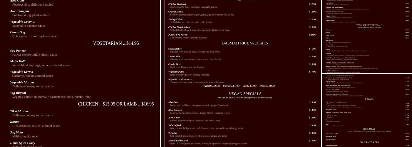 Spice Root Menu