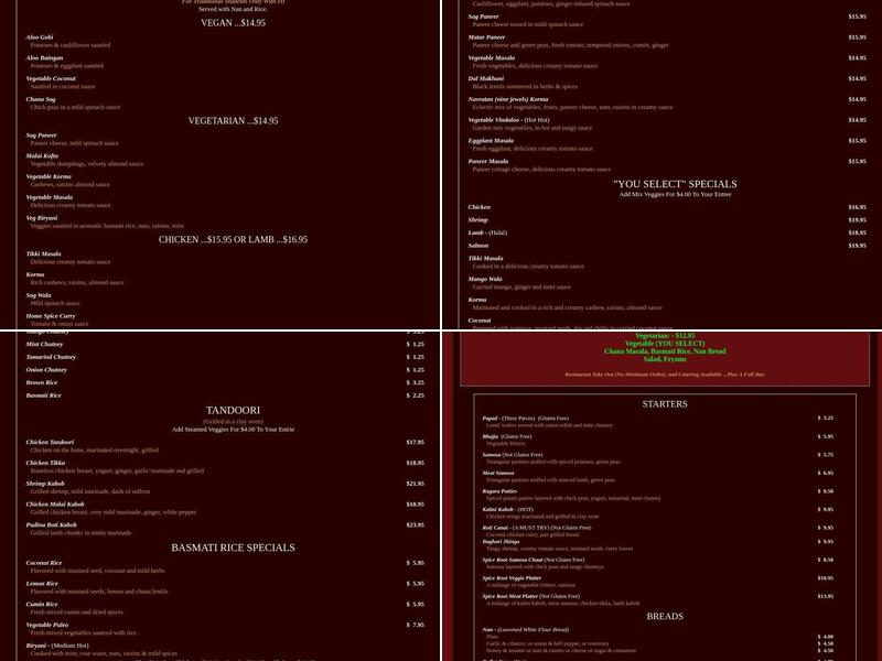 Spice Root Menu