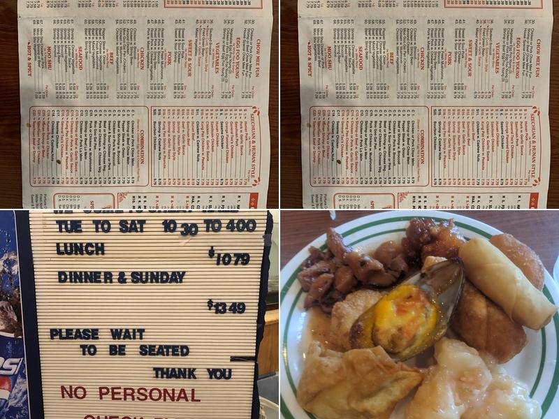 Old Great Wall Buffet Menu